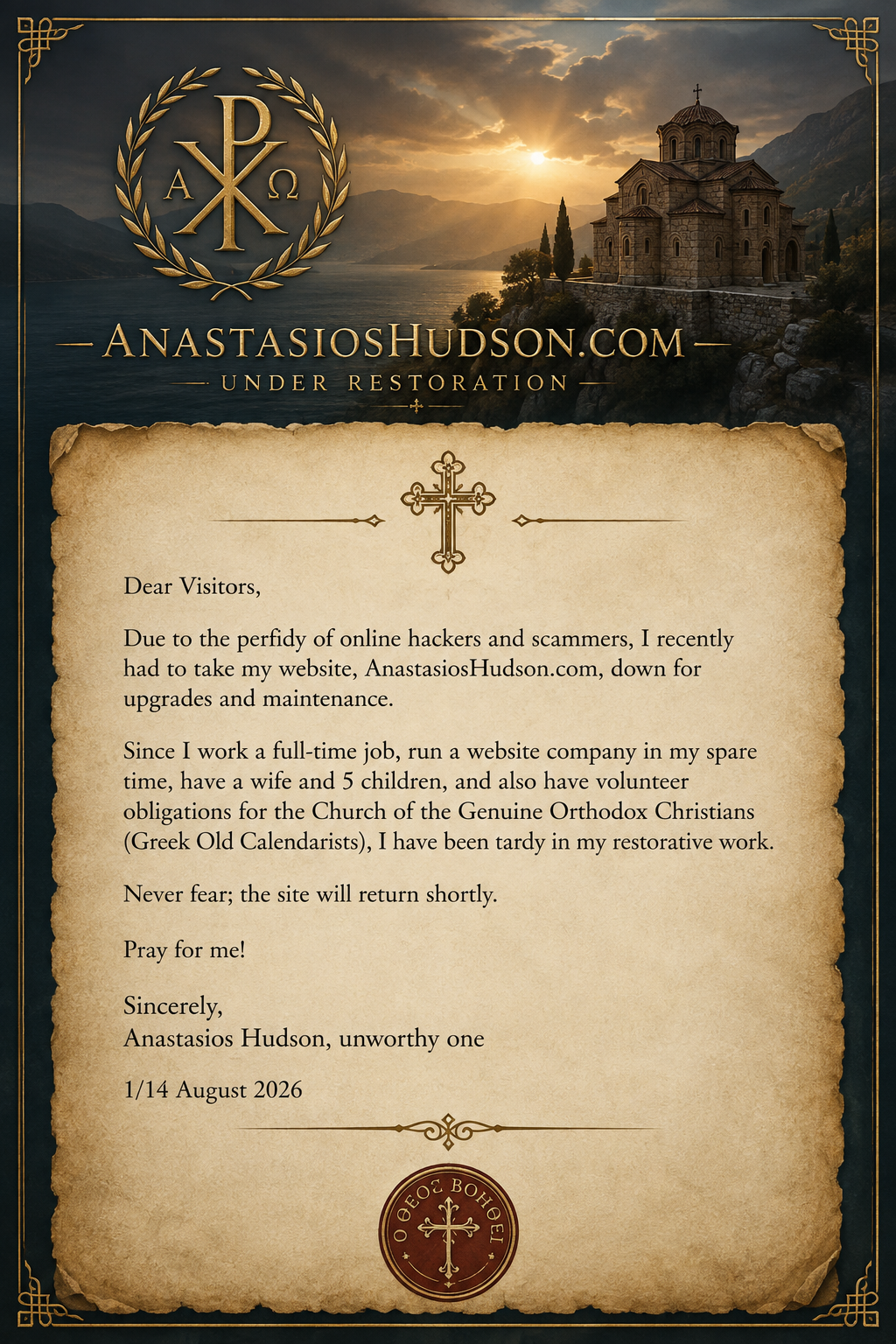 AnastasiosHudson.com under restoration